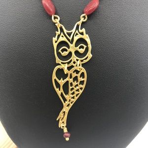 NEW Goldtone Owl Beaded Necklace
